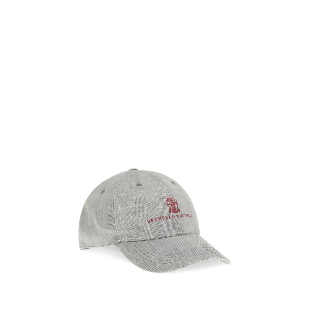 Brunello Cucinelli Gray Linen Cap (Baseball Hat) - Image 2
