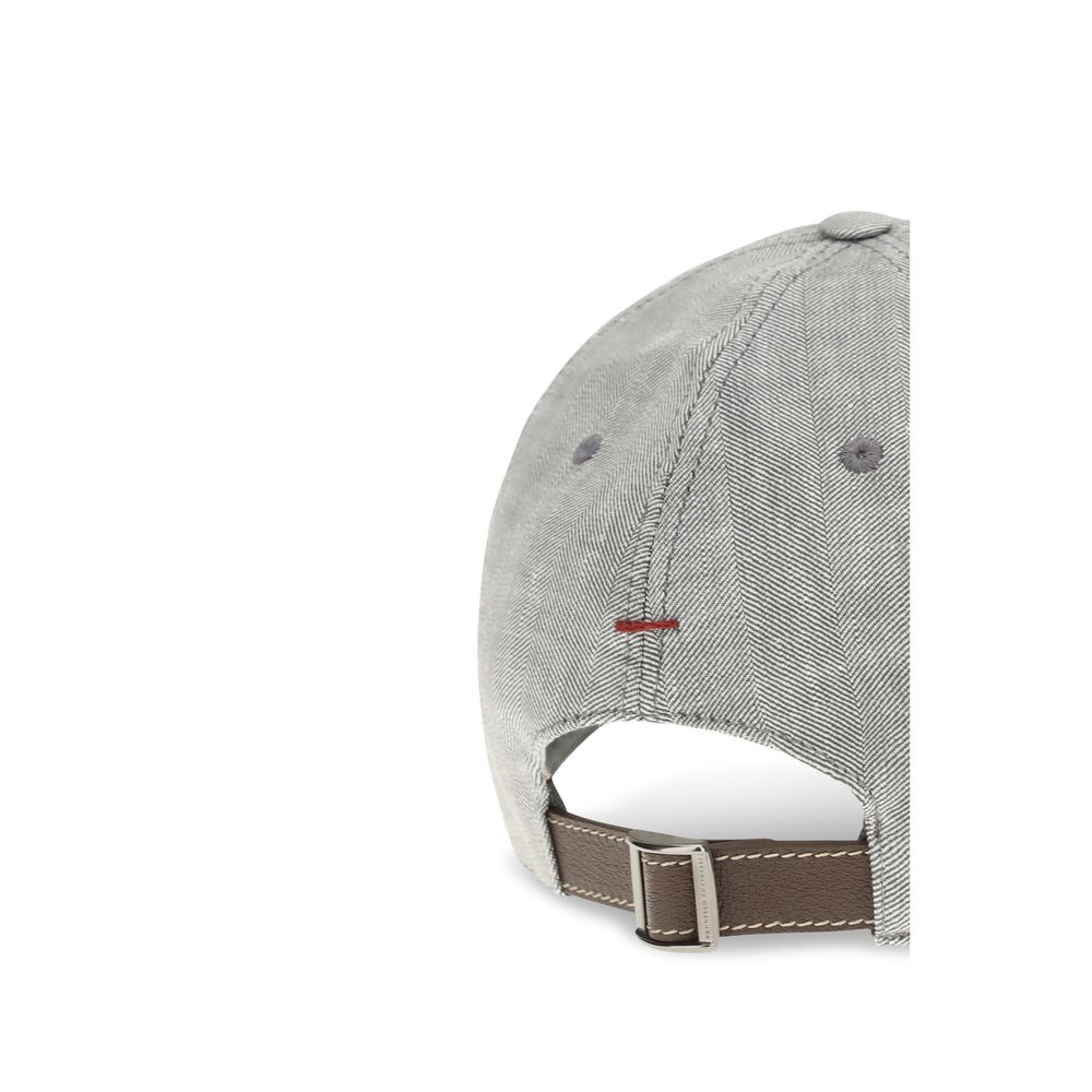 Brunello Cucinelli Gray Linen Cap (Baseball Hat) - Image 3