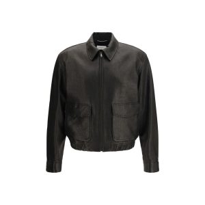 Saint Laurent Black Lamb Ovis Aries Aries Leather Jacket