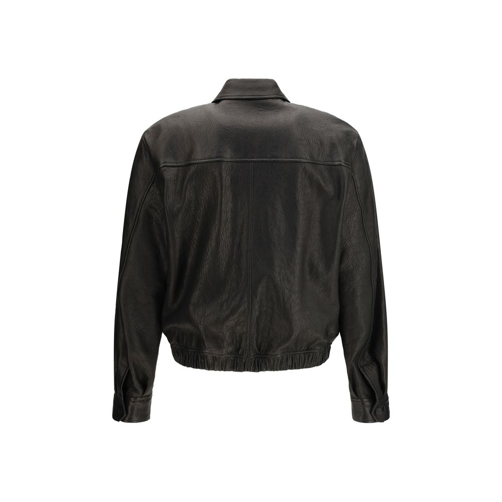 Saint Laurent Black Lamb Ovis Aries Aries Leather Jacket - Image 2