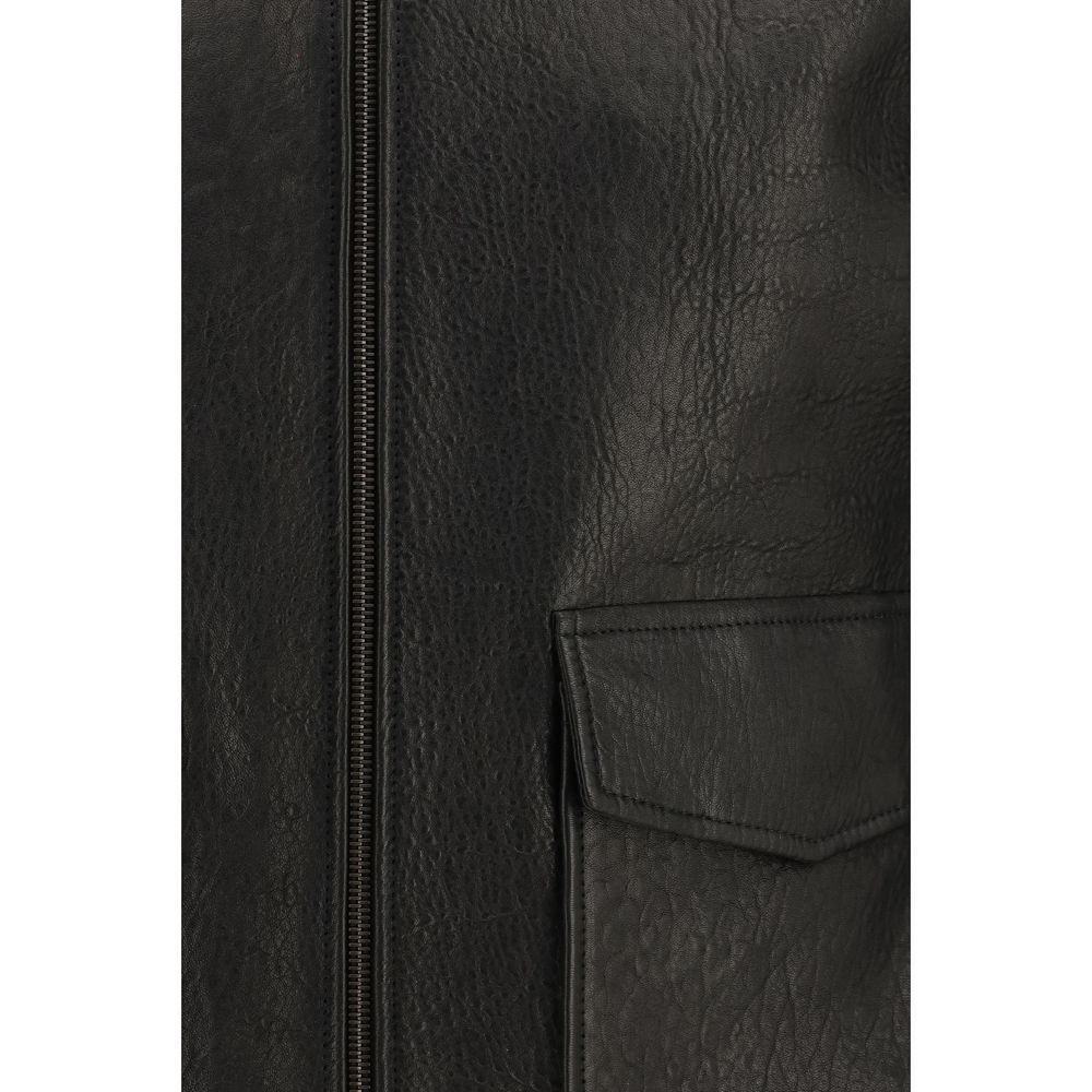 Saint Laurent Black Lamb Ovis Aries Aries Leather Jacket - Image 3