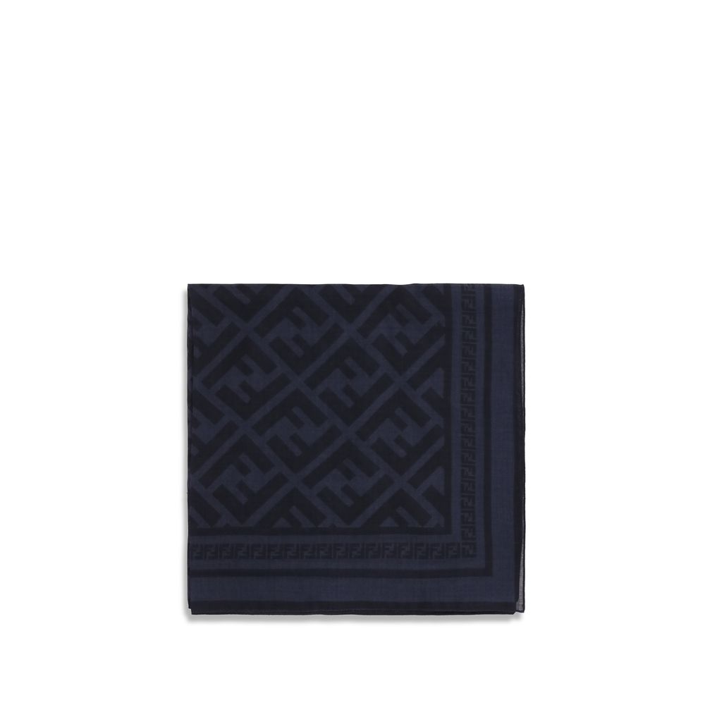 Fendi Blue Wool Oves Aries Scarf