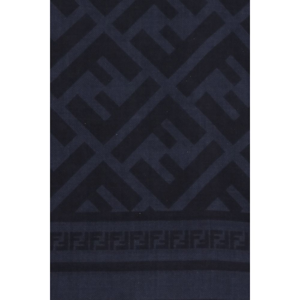 Fendi Blue Wool Oves Aries Scarf - Image 3
