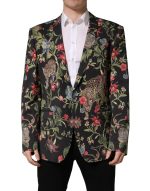 Dolce & Gabbana Multicolor Floral Leopard 1 Button Men Suit Jacket