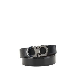 Ferragamo Black Calf Leather Bos Taurus Belt