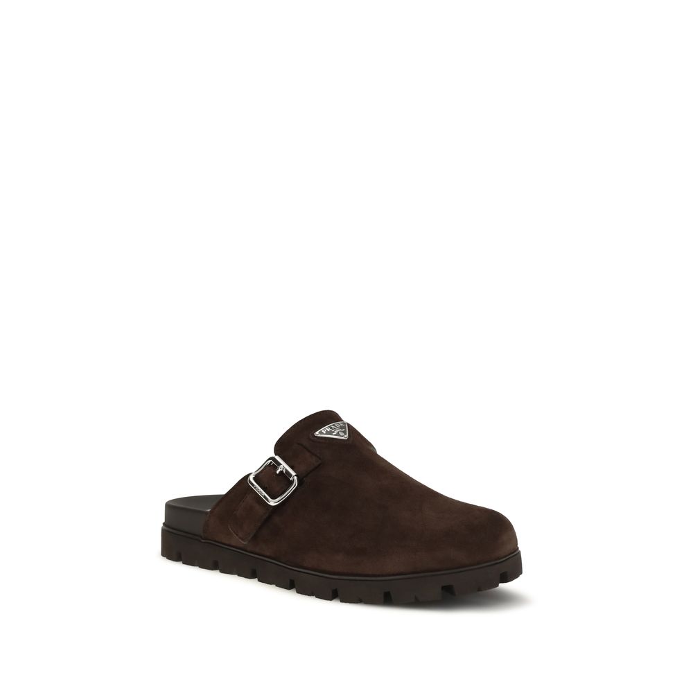 Prada Brown Calf Leather Bos Taurus Mules - Image 2