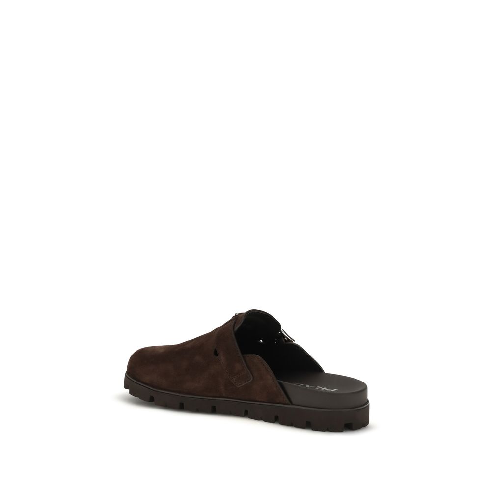 Prada Brown Calf Leather Bos Taurus Mules - Image 3