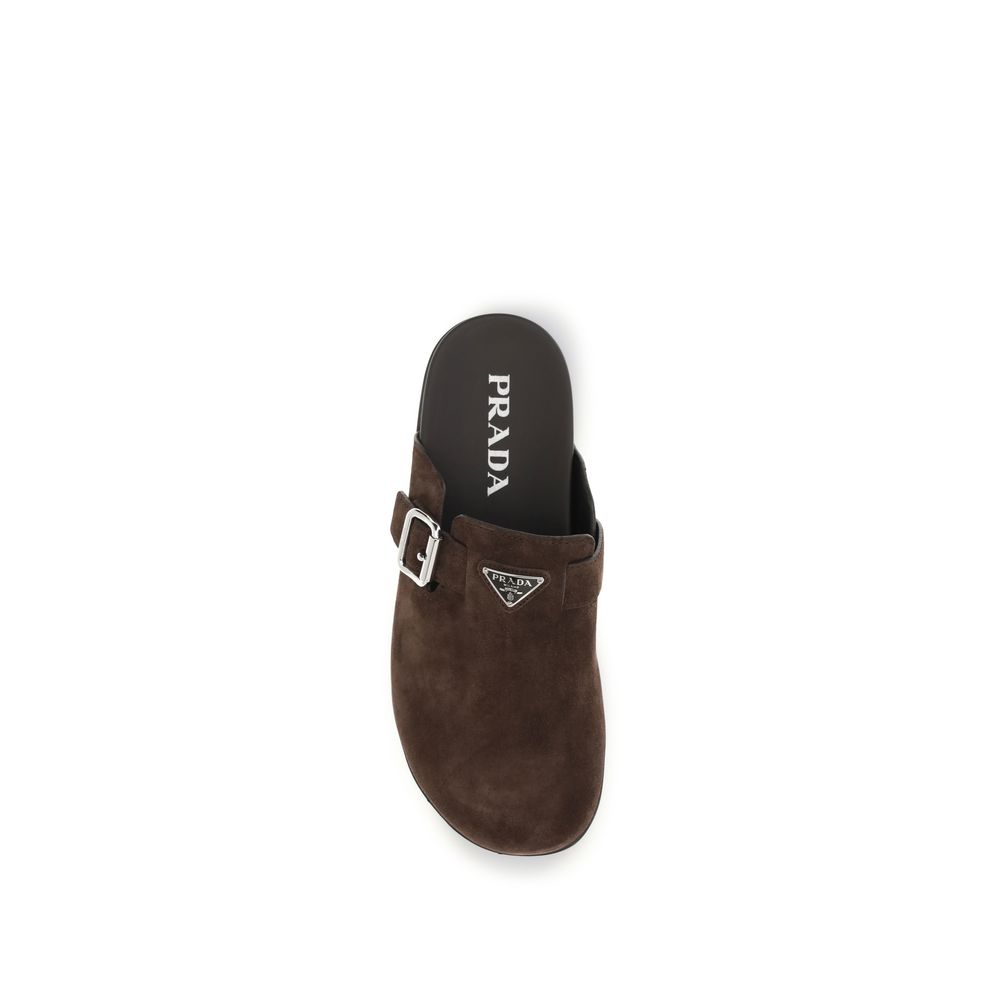 Prada Brown Calf Leather Bos Taurus Mules - Image 4