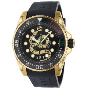 Gucci Black Rubber Sport Watch