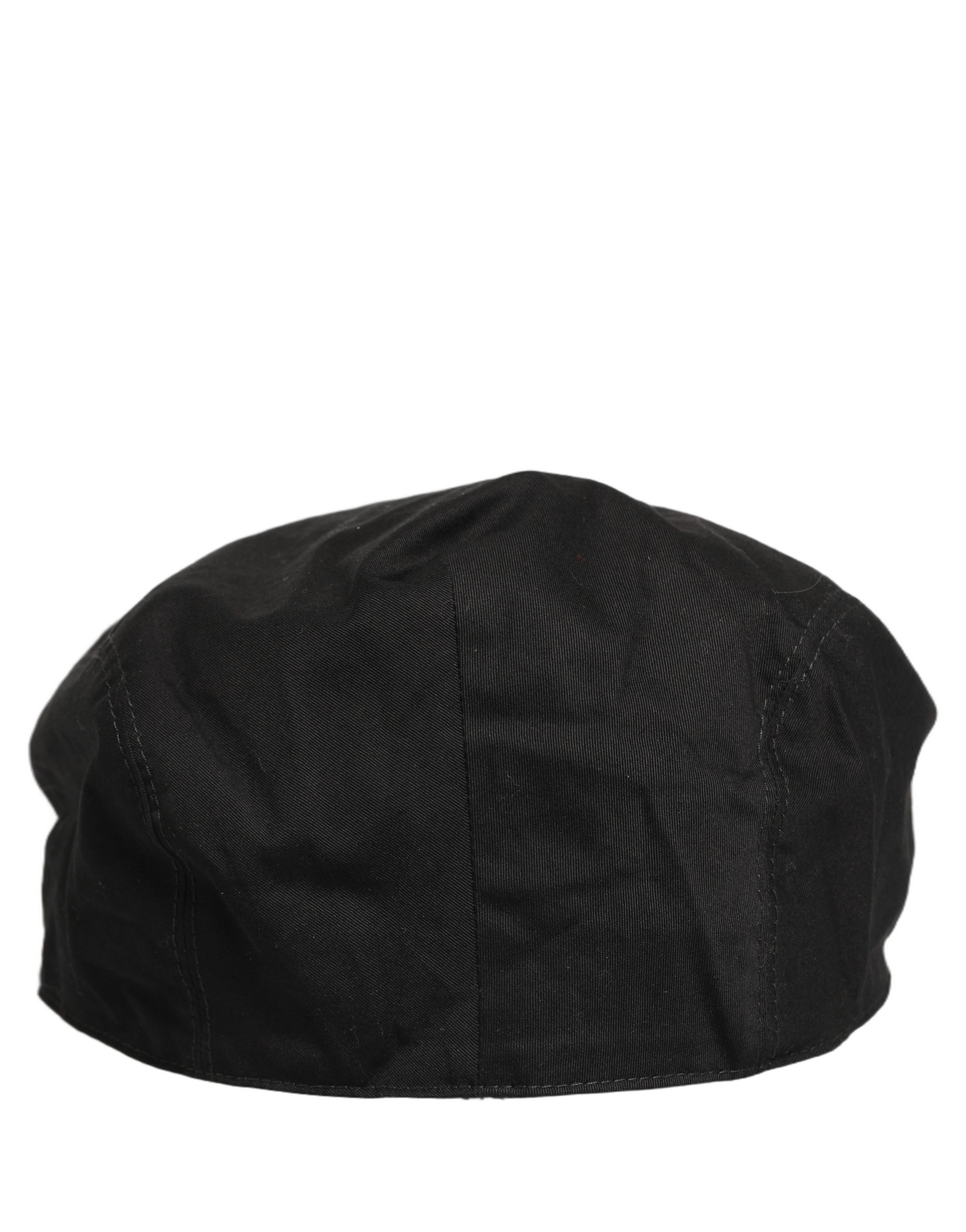 Dolce & Gabbana Men Black Cotton Stretch Newsboy Cloth Capello Hat - Image 5