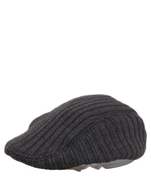 Dolce & Gabbana Men Dark Gray Wool Knitted Newsboy Capello Hat