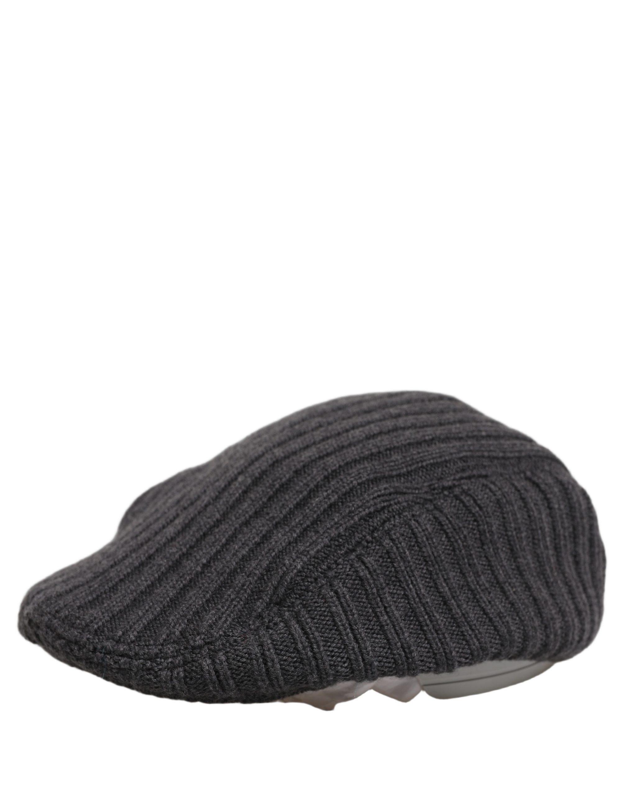 Dolce & Gabbana Men Dark Gray Wool Knitted Newsboy Capello Hat