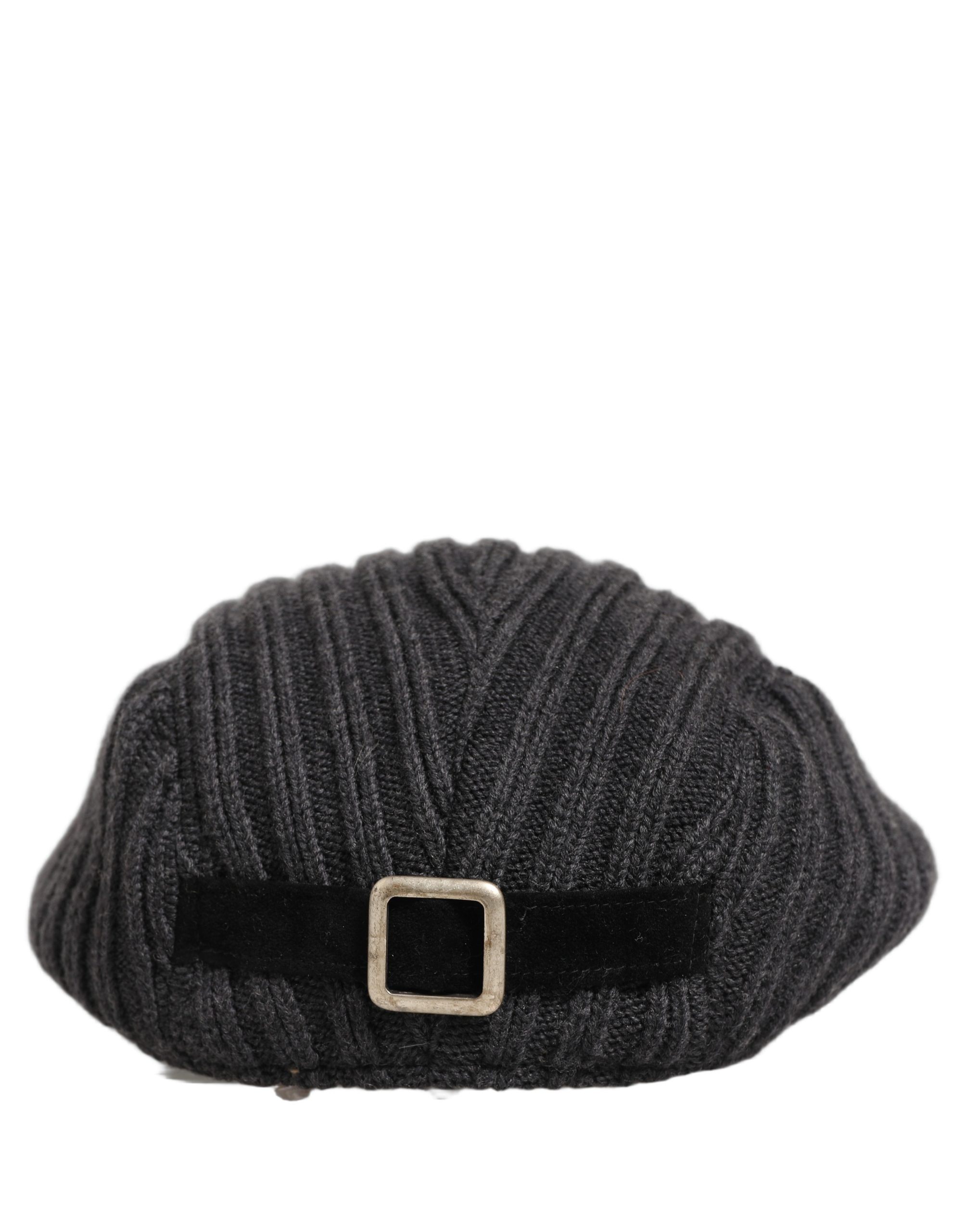 Dolce & Gabbana Men Dark Gray Wool Knitted Newsboy Capello Hat - Image 4