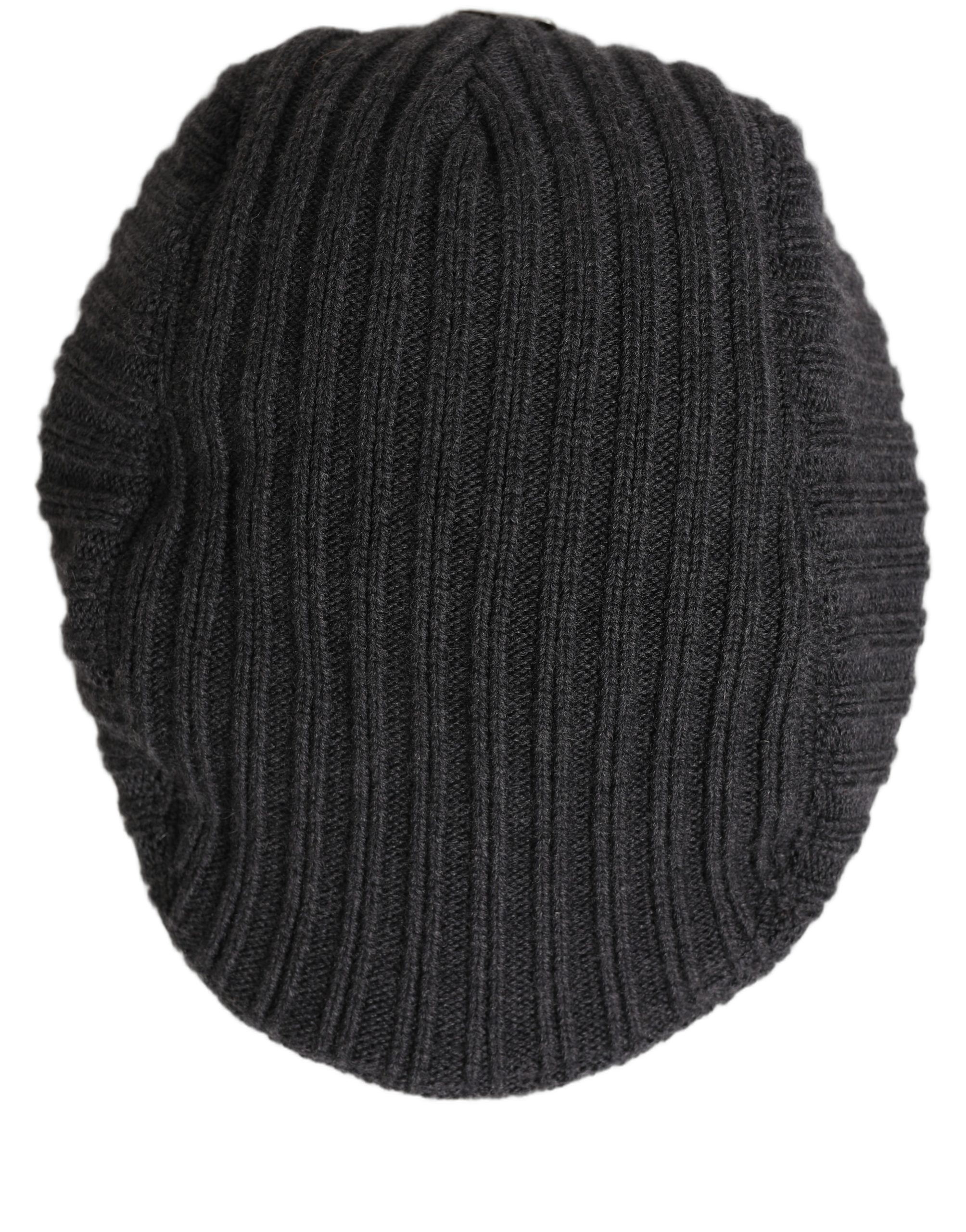 Dolce & Gabbana Men Dark Gray Wool Knitted Newsboy Capello Hat - Image 5