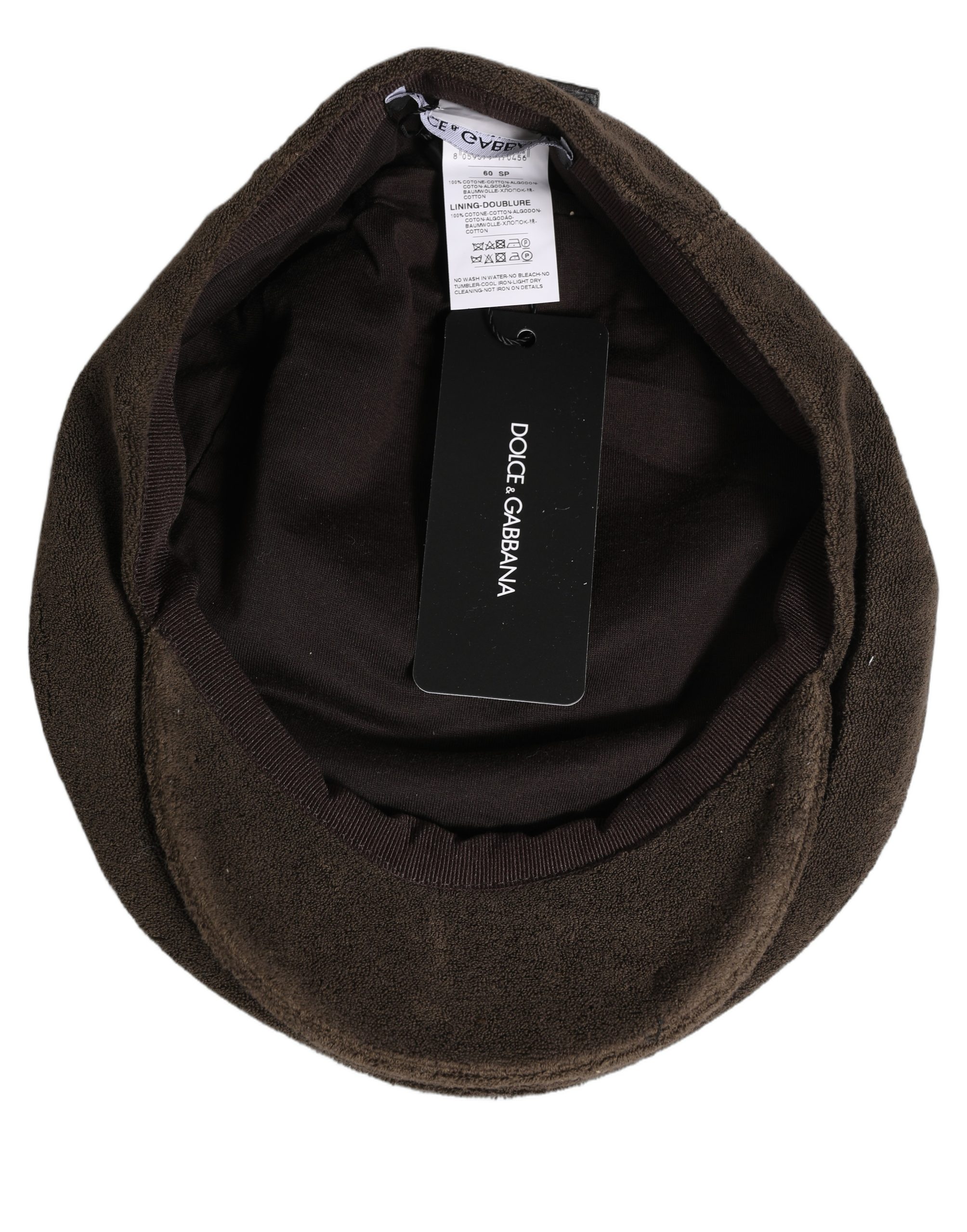 Dolce & Gabbana Men Brown Cotton Newsboy Cloth Capello Hat - Image 7