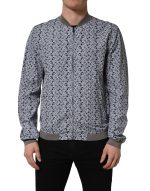 Dolce & Gabbana Light Blue Cotton Car Print Bomber Jacket