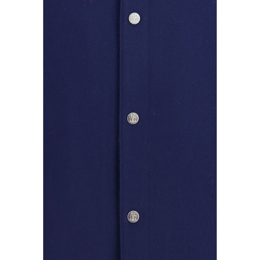 Brunello Cucinelli Blue Cashmere Full-Length Jacket - Image 3