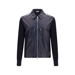 Brunello Cucinelli Blue Calf Leather Bos Taurus Leather Jacket