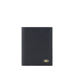 Ferragamo Black Calf Leather Bos Taurus Wallet