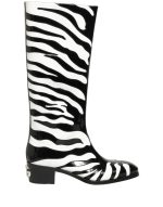 Dolce & Gabbana Black White Zebra Knee High Men Boots Shoes