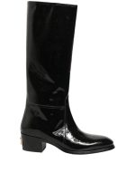 Dolce & Gabbana Black Leather Knee High Heels Boots Shoes