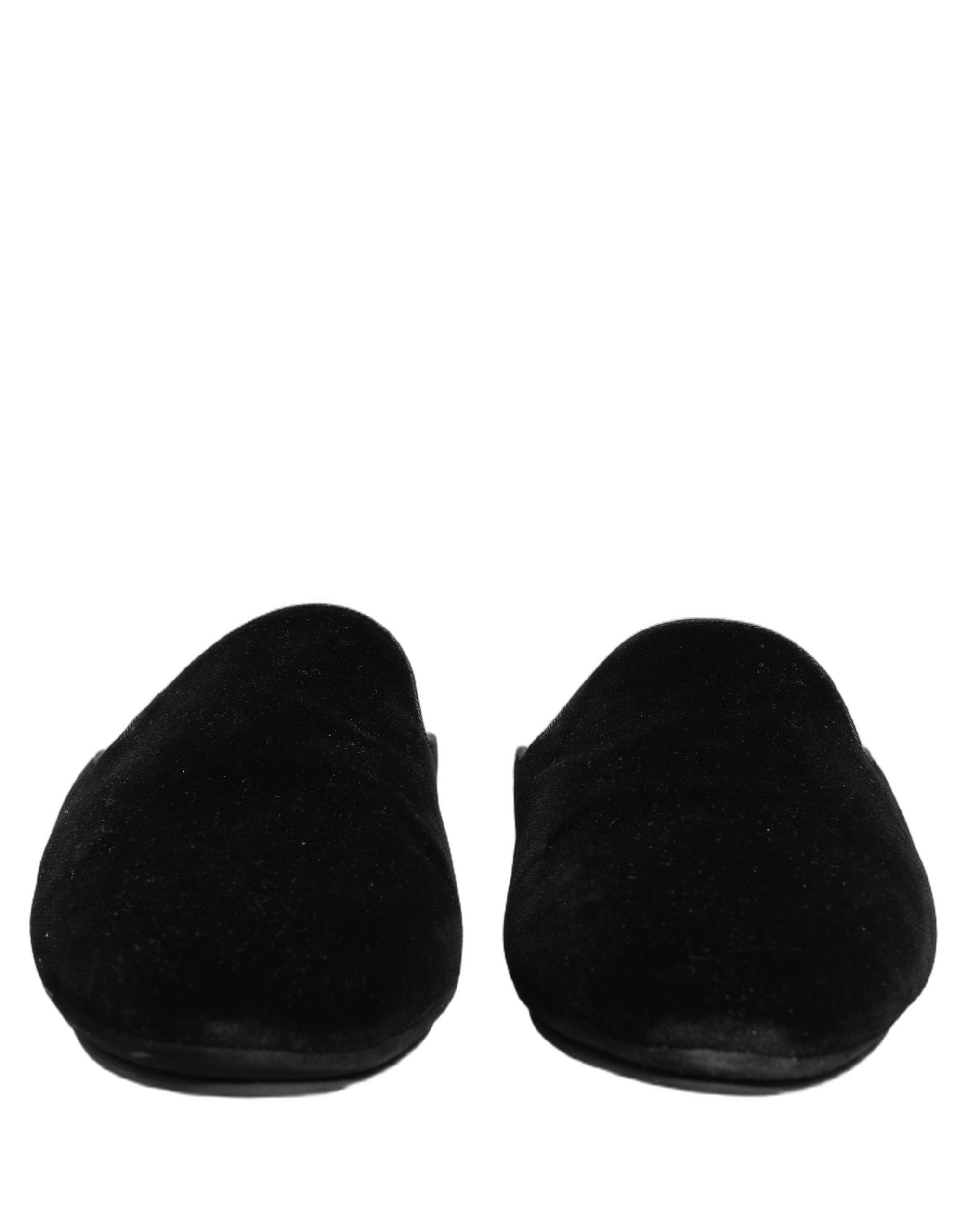 Dolce & Gabbana Black Suede Slides Flat Slipper Men Shoes - Image 3