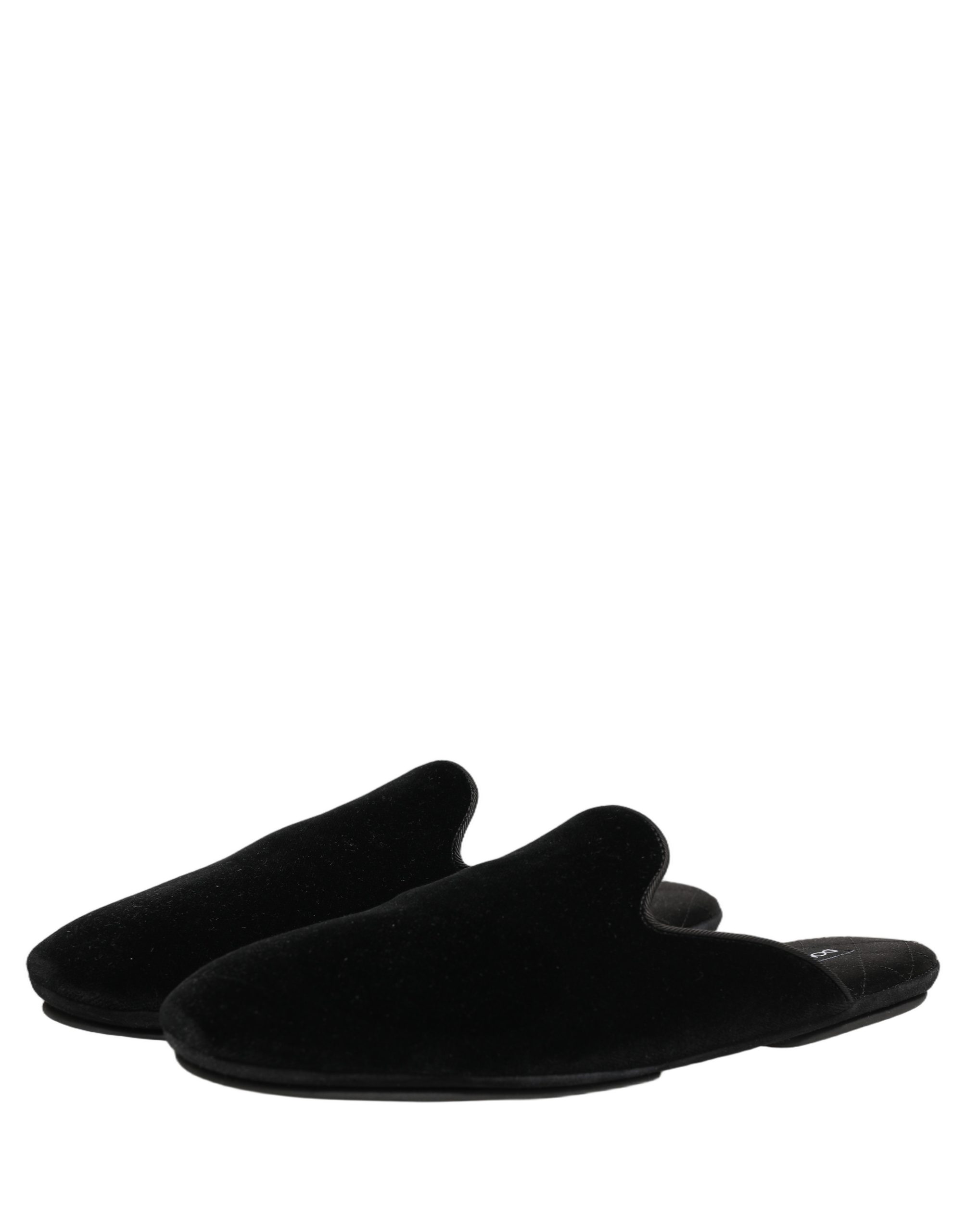 Dolce & Gabbana Black Suede Slides Flat Slipper Men Shoes - Image 5
