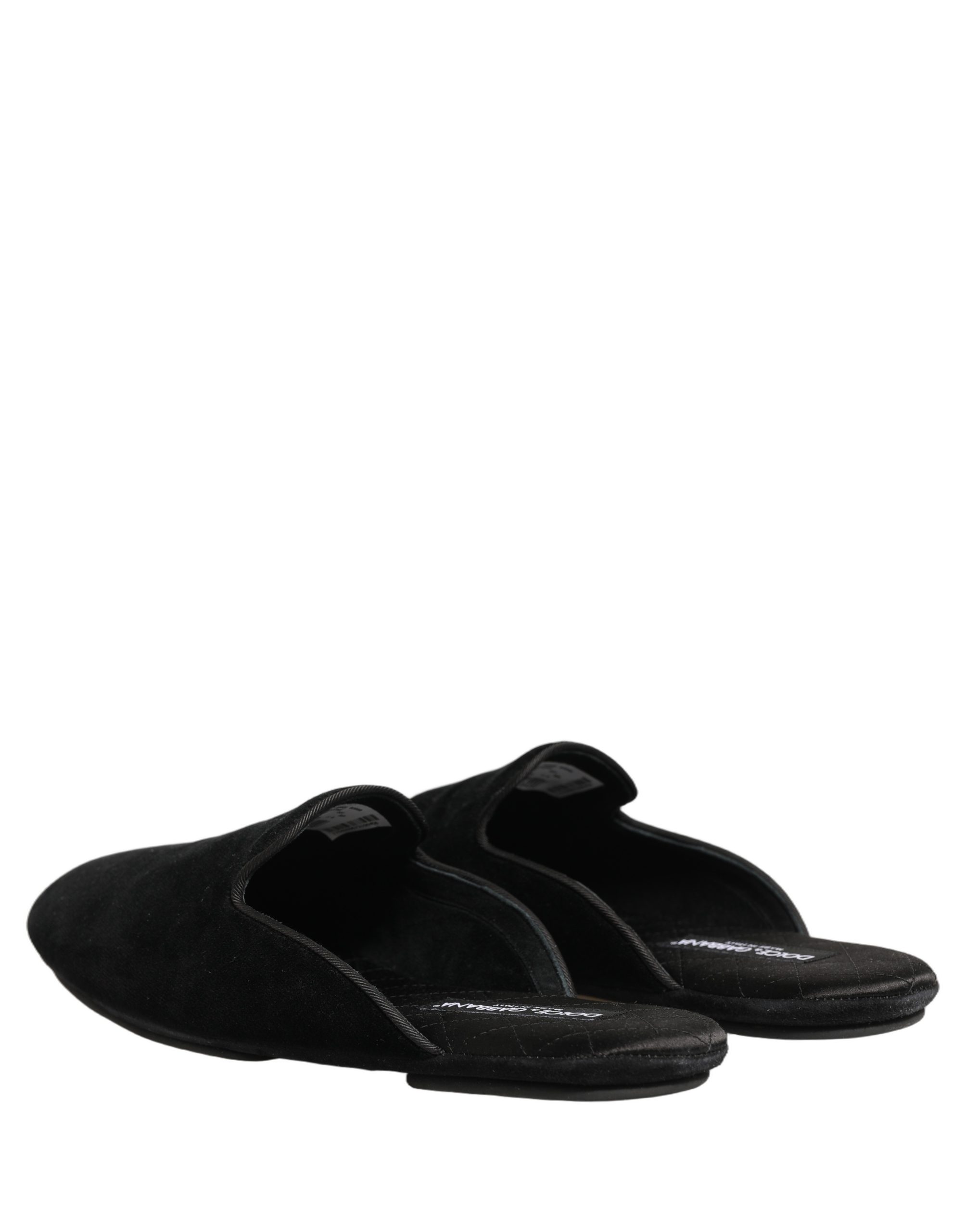 Dolce & Gabbana Black Suede Slides Flat Slipper Men Shoes - Image 6