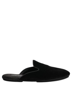 Dolce & Gabbana Black Suede Slides Flat Slipper Men Shoes