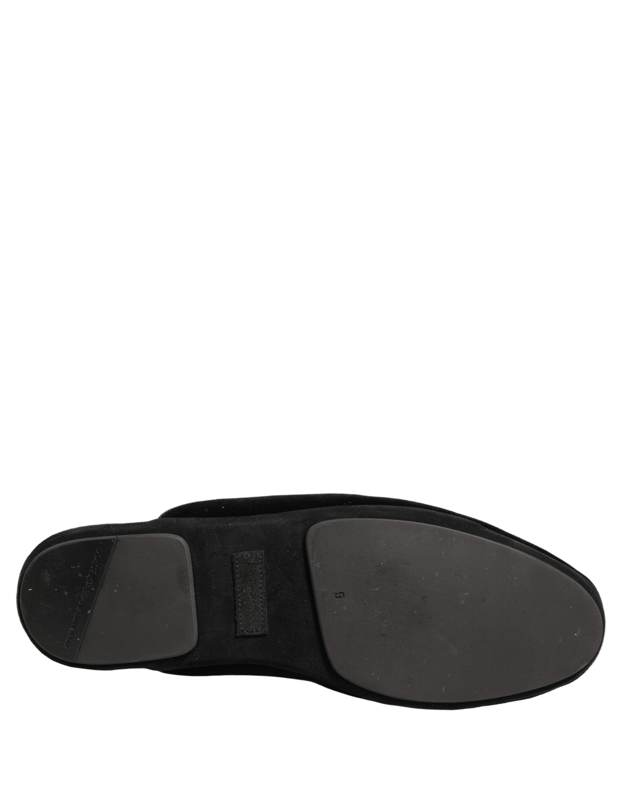 Dolce & Gabbana Black Suede Slides Flat Slipper Men Shoes - Image 8