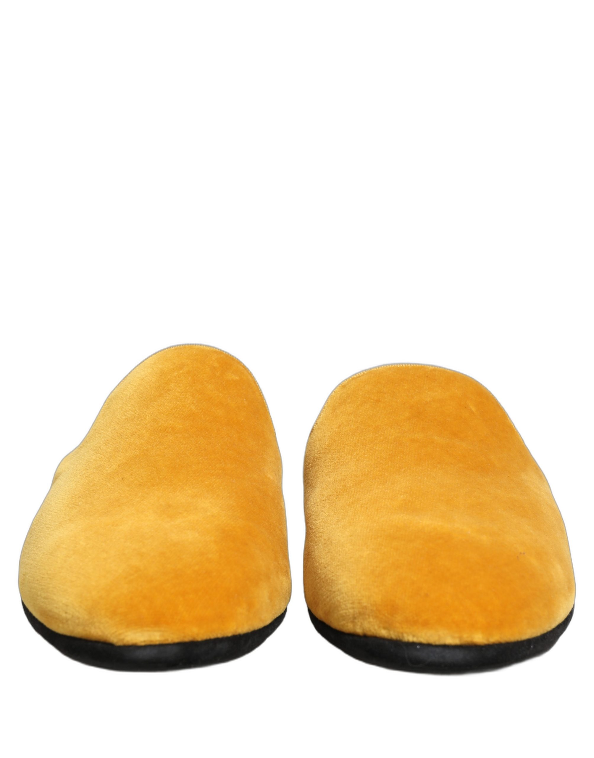 Dolce & Gabbana Yellow Suede Slides Flat Slipper Men Shoes - Image 3