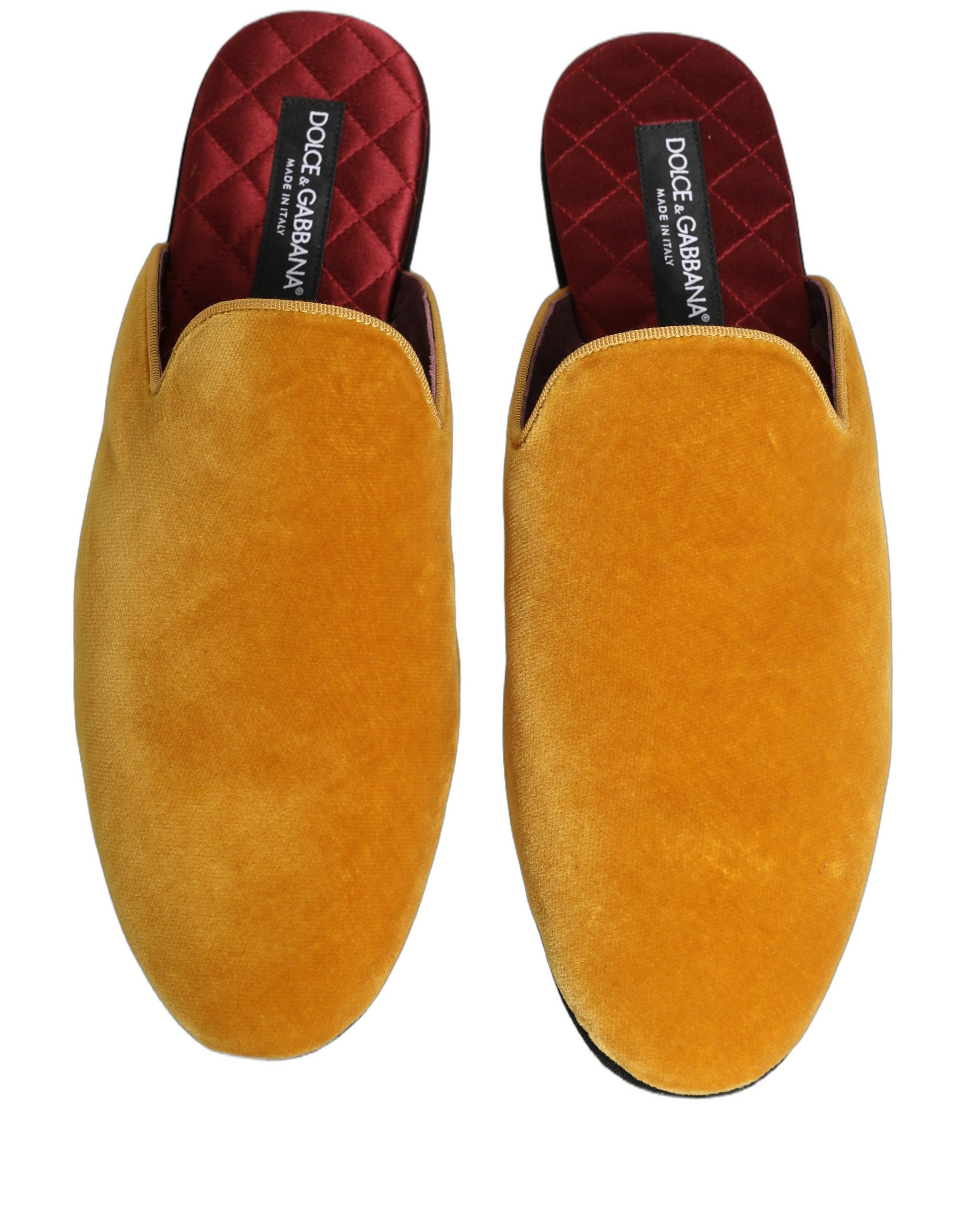 Dolce & Gabbana Yellow Suede Slides Flat Slipper Men Shoes - Image 4
