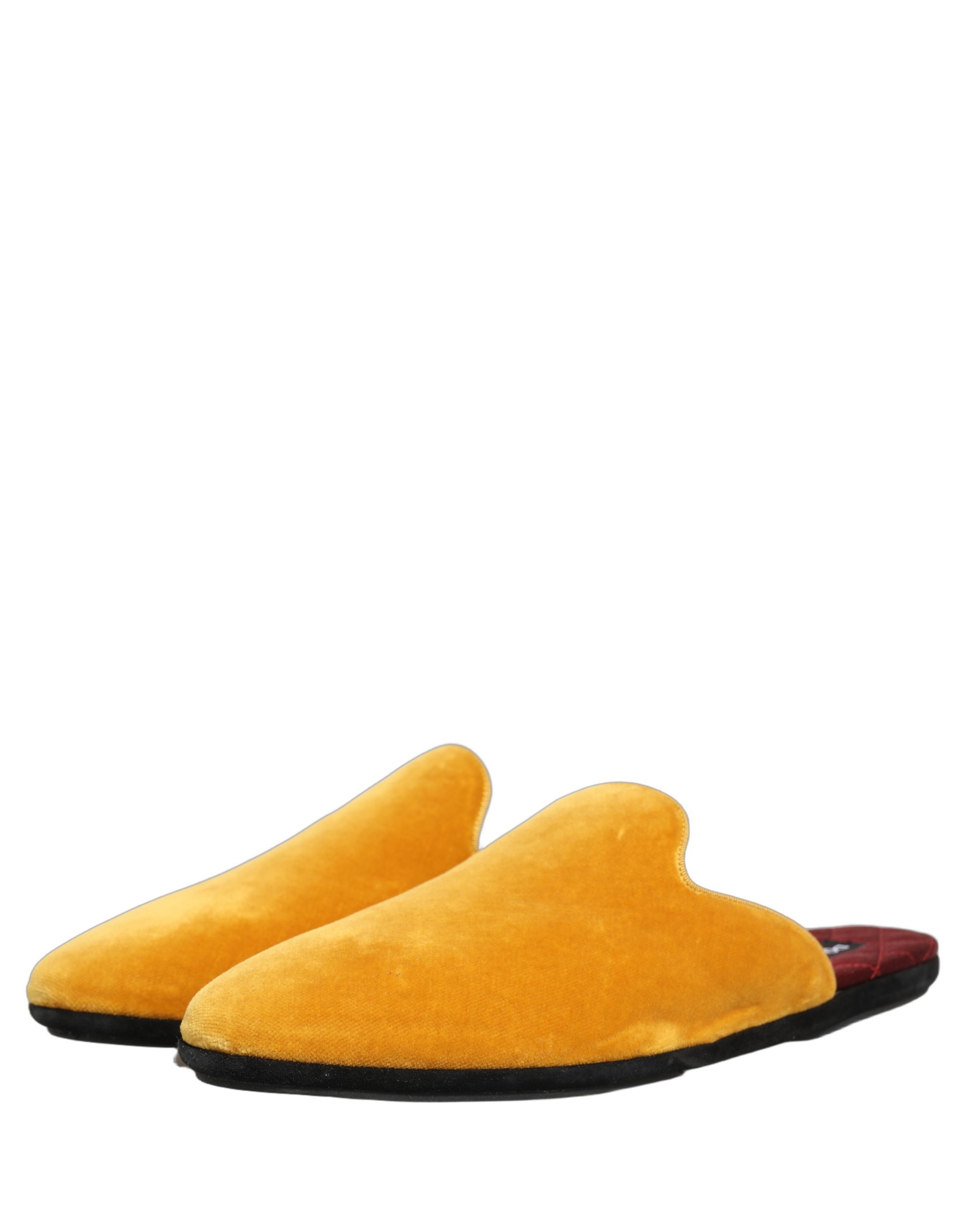 Dolce & Gabbana Yellow Suede Slides Flat Slipper Men Shoes - Image 5