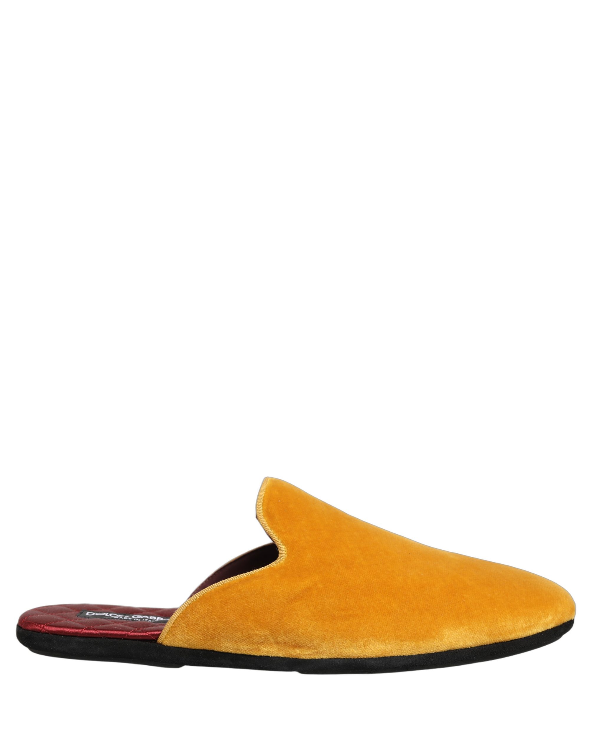 Dolce & Gabbana Yellow Suede Slides Flat Slipper Men Shoes - Image 2