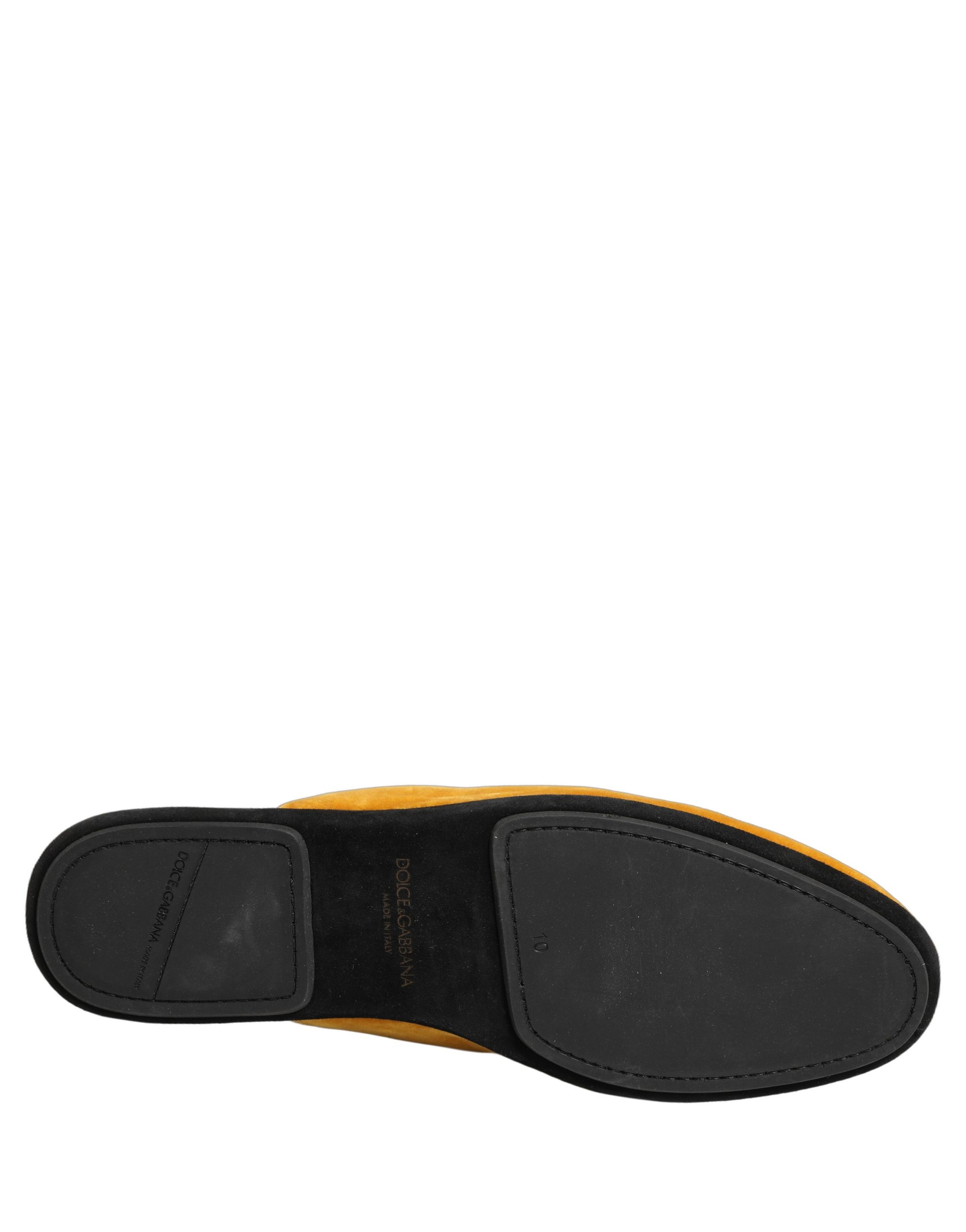 Dolce & Gabbana Yellow Suede Slides Flat Slipper Men Shoes - Image 8