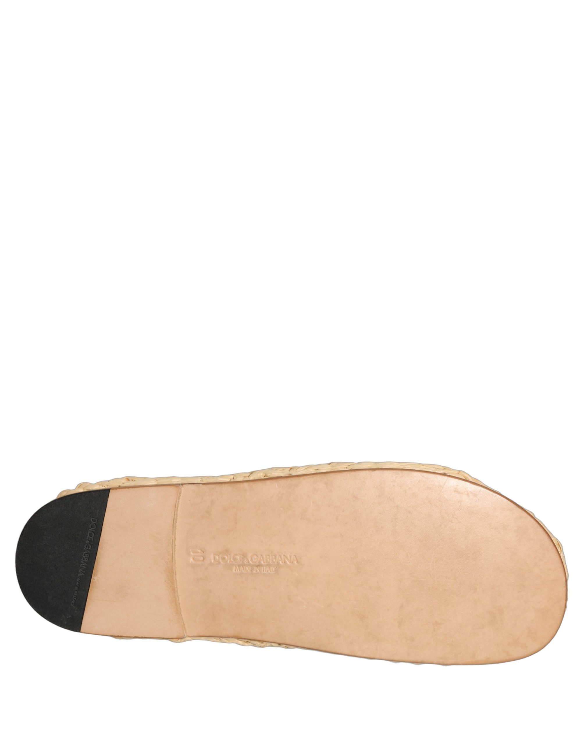 Dolce & Gabbana Beige Straw Raffia Slides Sandals Flats Shoes - Image 8