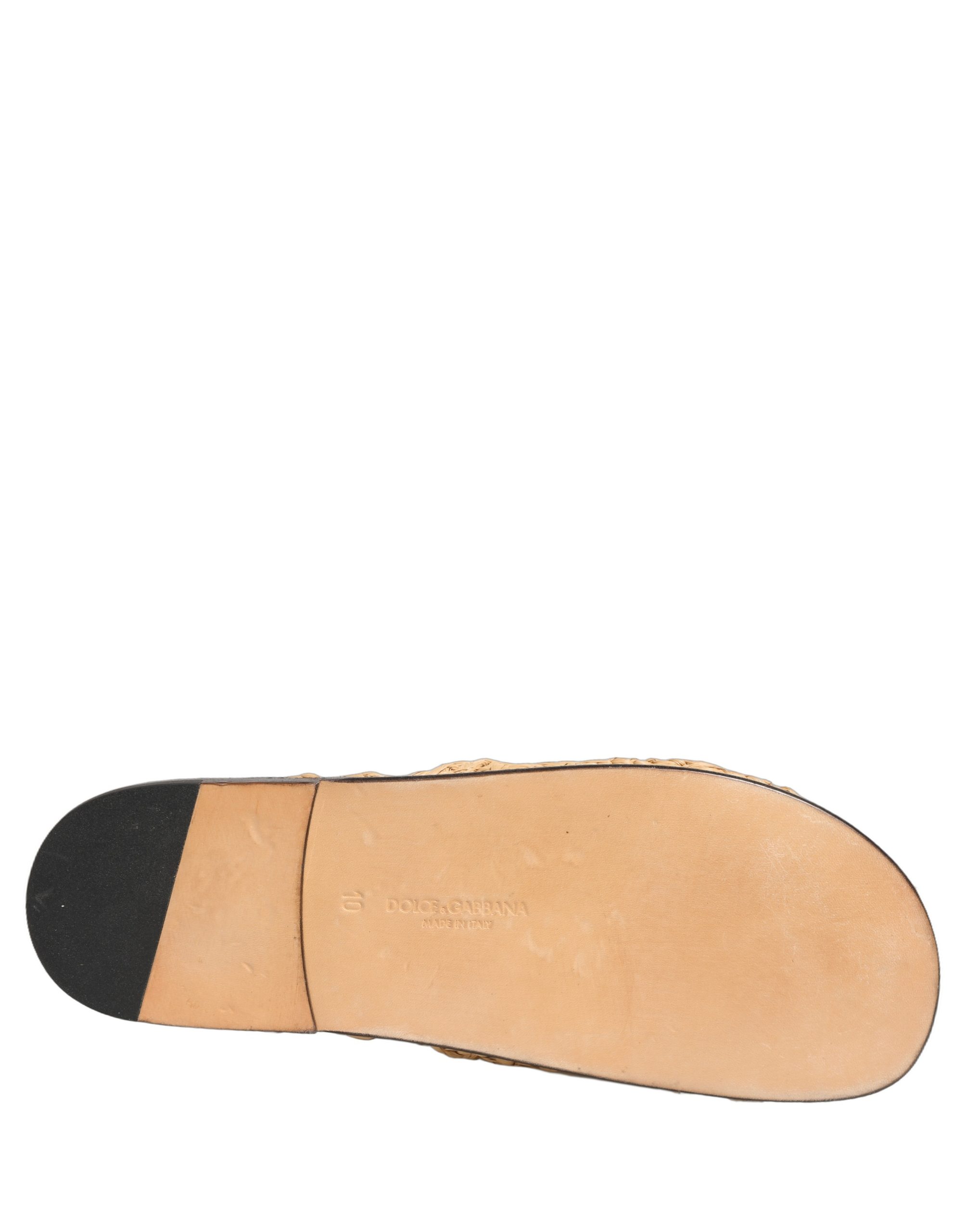 Dolce & Gabbana Beige Straw Raffia Slides Sandals Flats Shoes - Image 8