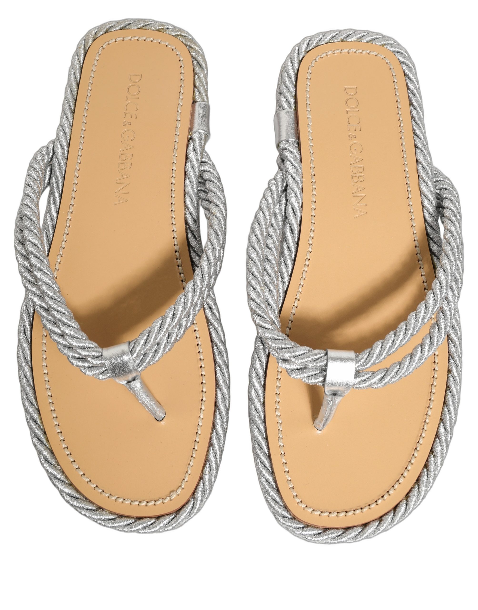 Dolce & Gabbana Silver Rope Slides Sandals Flip Flops Shoes - Image 7