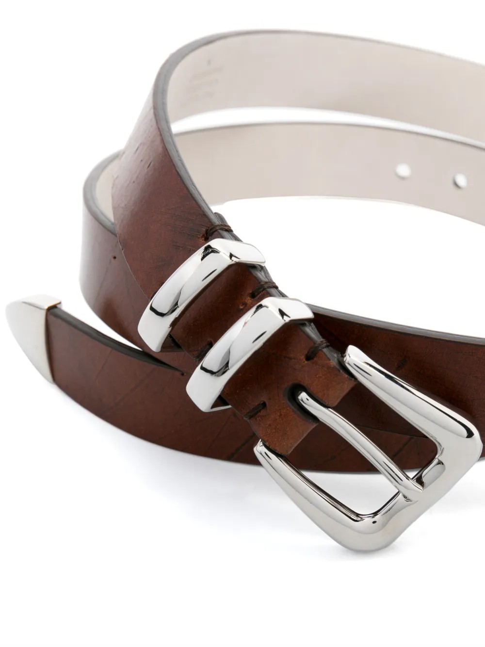 Brunello Cucinelli White Leather Regular Belt - Image 2