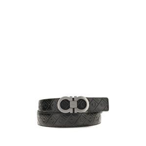 Ferragamo Black Calf Leather Bos Taurus Regular Belt