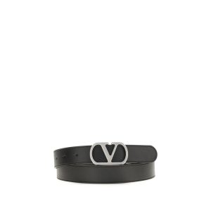 Valentino Garavani Black Calf Leather Bos Taurus Regular Belt