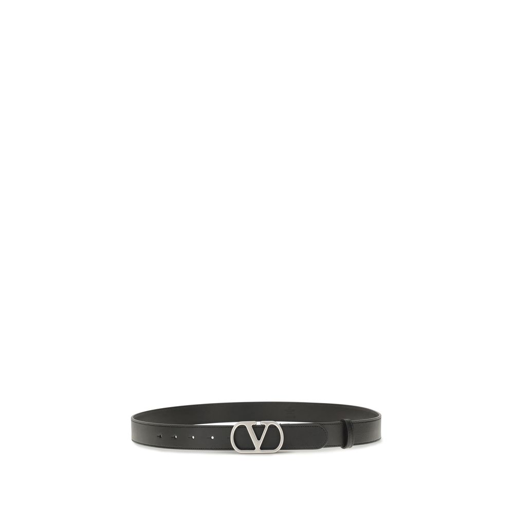 Valentino Garavani Black Calf Leather Bos Taurus Regular Belt - Image 2