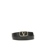Valentino Garavani Black Calf Leather Bos Taurus Regular Belt