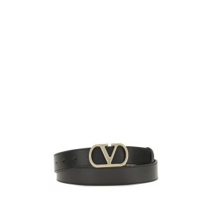 Valentino Garavani Black Calf Leather Bos Taurus Regular Belt