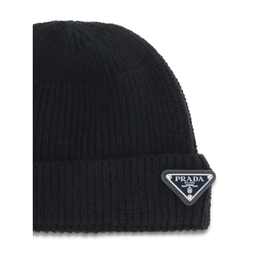 Prada Black Wool Oves Aries Beanie - Image 3