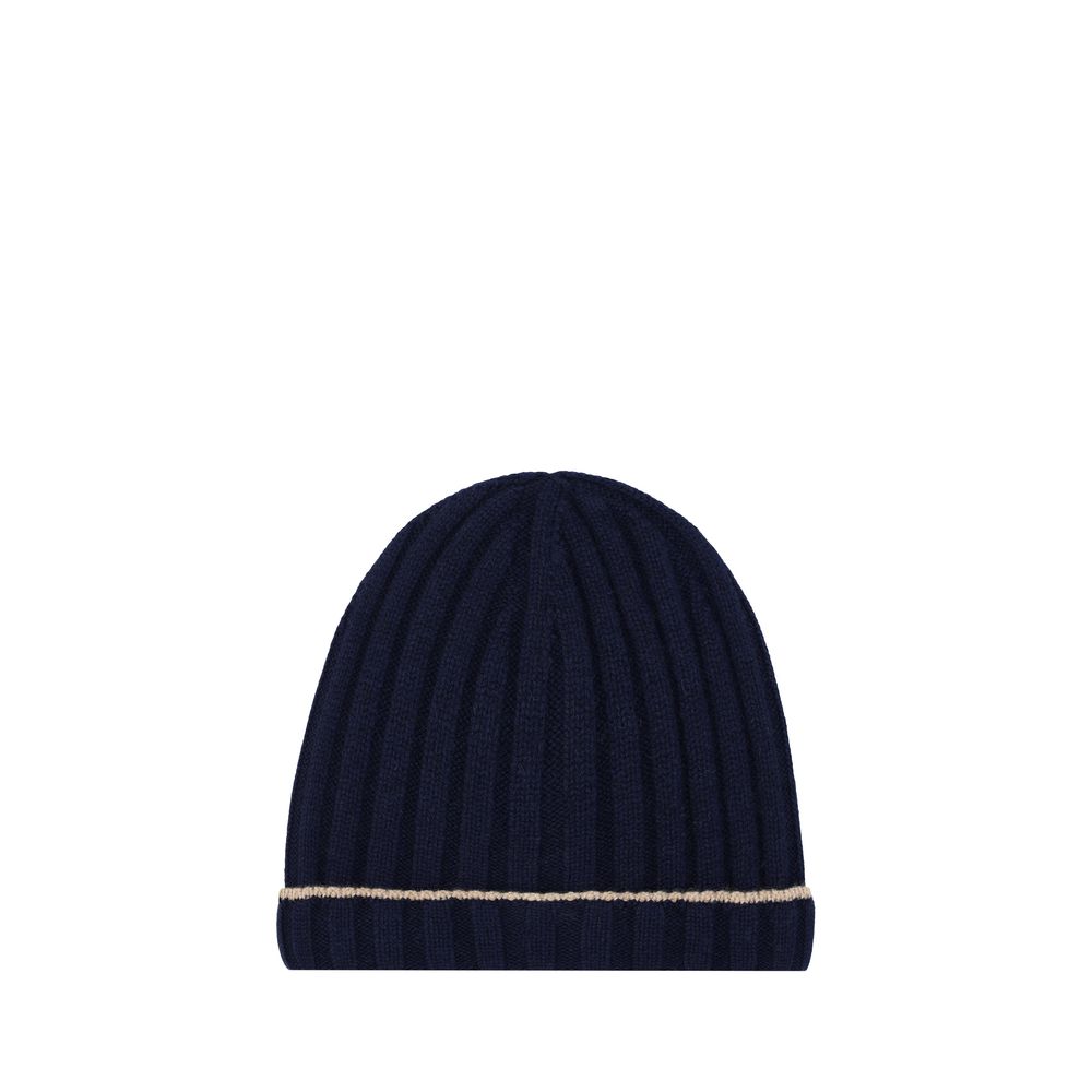 Brunello Cucinelli Blue Cashmere Beanie - Image 2