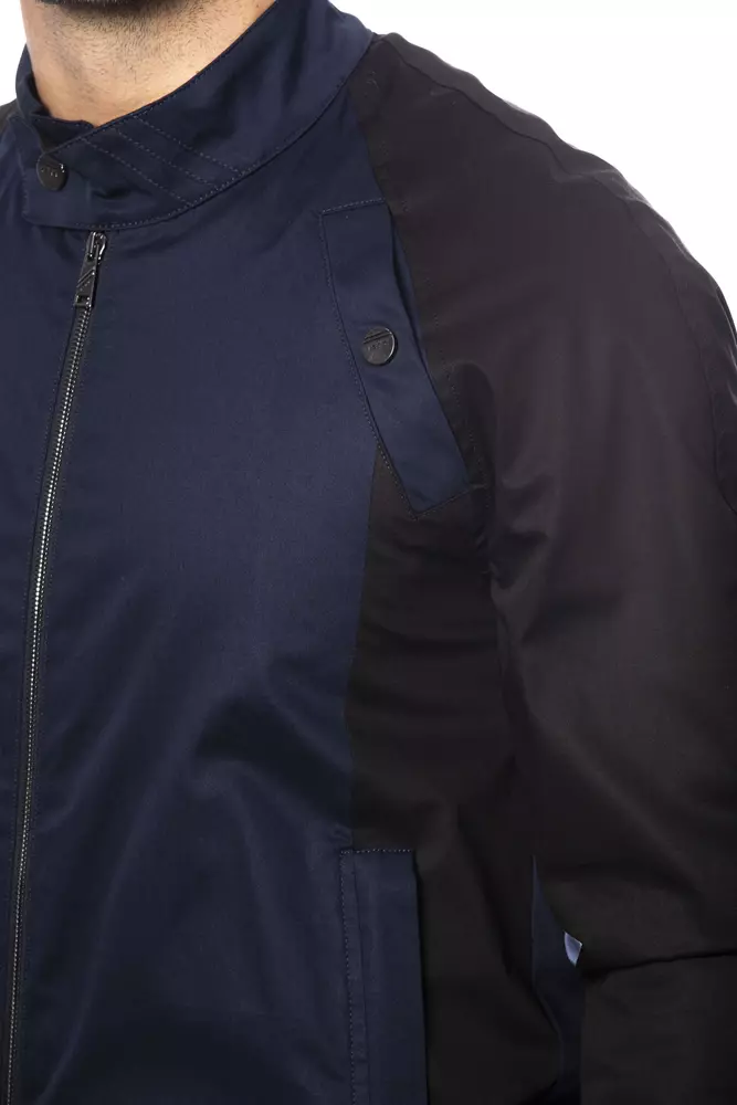 Verri Blue Cotton Men's Bomber Jacket - Image 4