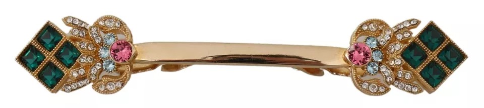 Dolce & Gabbana Gold Plated 925 Sterling Silver Crystal Collar Stop Brooch - Image 3