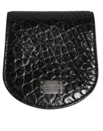 Dolce & Gabbana Black Exotic Skin Coin Condom Case Holder Pocket Wallet