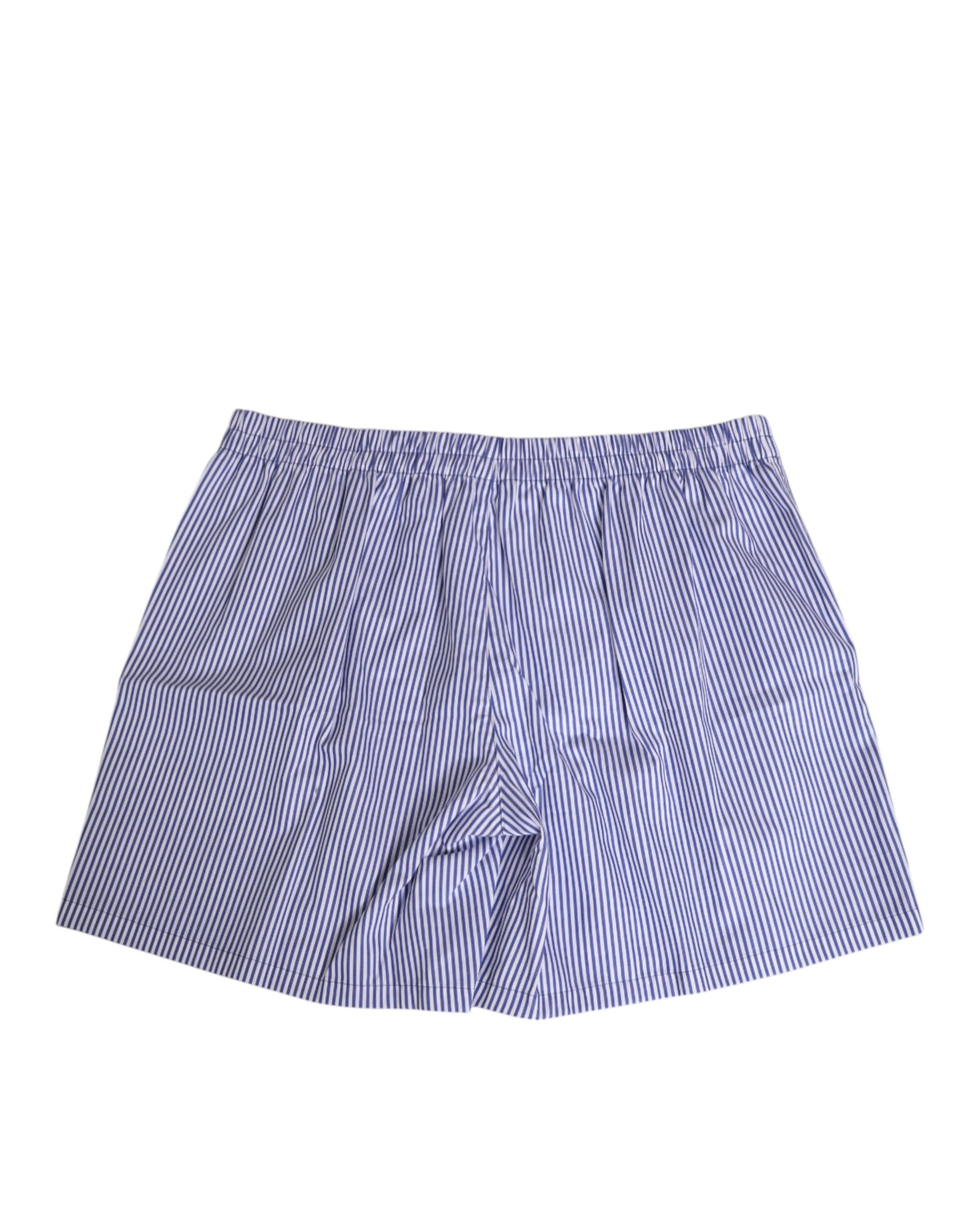 Dolce & Gabbana Blue White Cotton Striped Button Fly Shorts Swimwear - Image 4